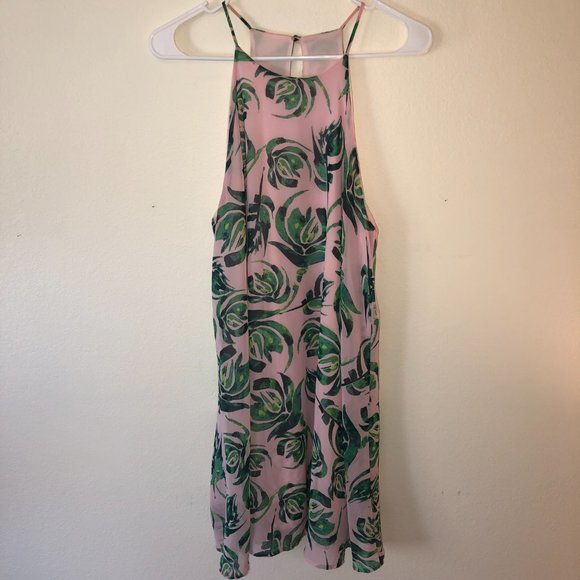 EVERLY Isolde Dress Pink Green Floral Halter Stitch Fix Medium - Picture 2 of 5